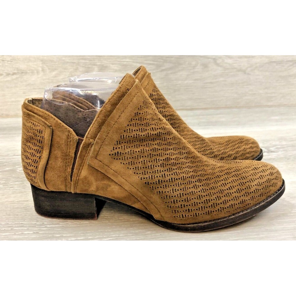 Vince Camuto Women's Boot Brown Leather 7 Casual Comfort Zip Block Heel Shoes